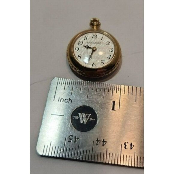 Vtg Caravelle Pocket Watch Manuel WInding 28mm Gold Plated Swiss Made Untested main image 7